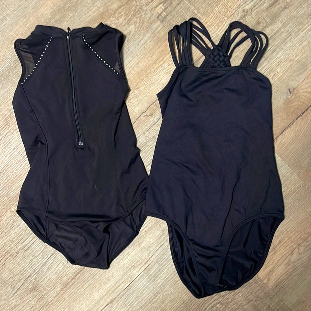 Lot of 2 Black Girls dance leotards size 8-10